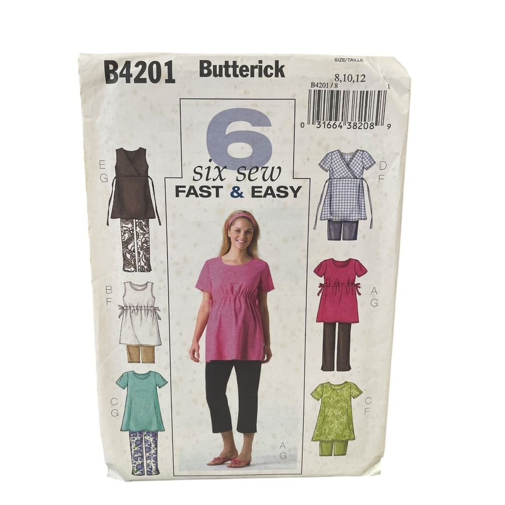 Butterick B4201 MATERNITY Tops Shorts Pants Sizes 8-12 Fast Easy